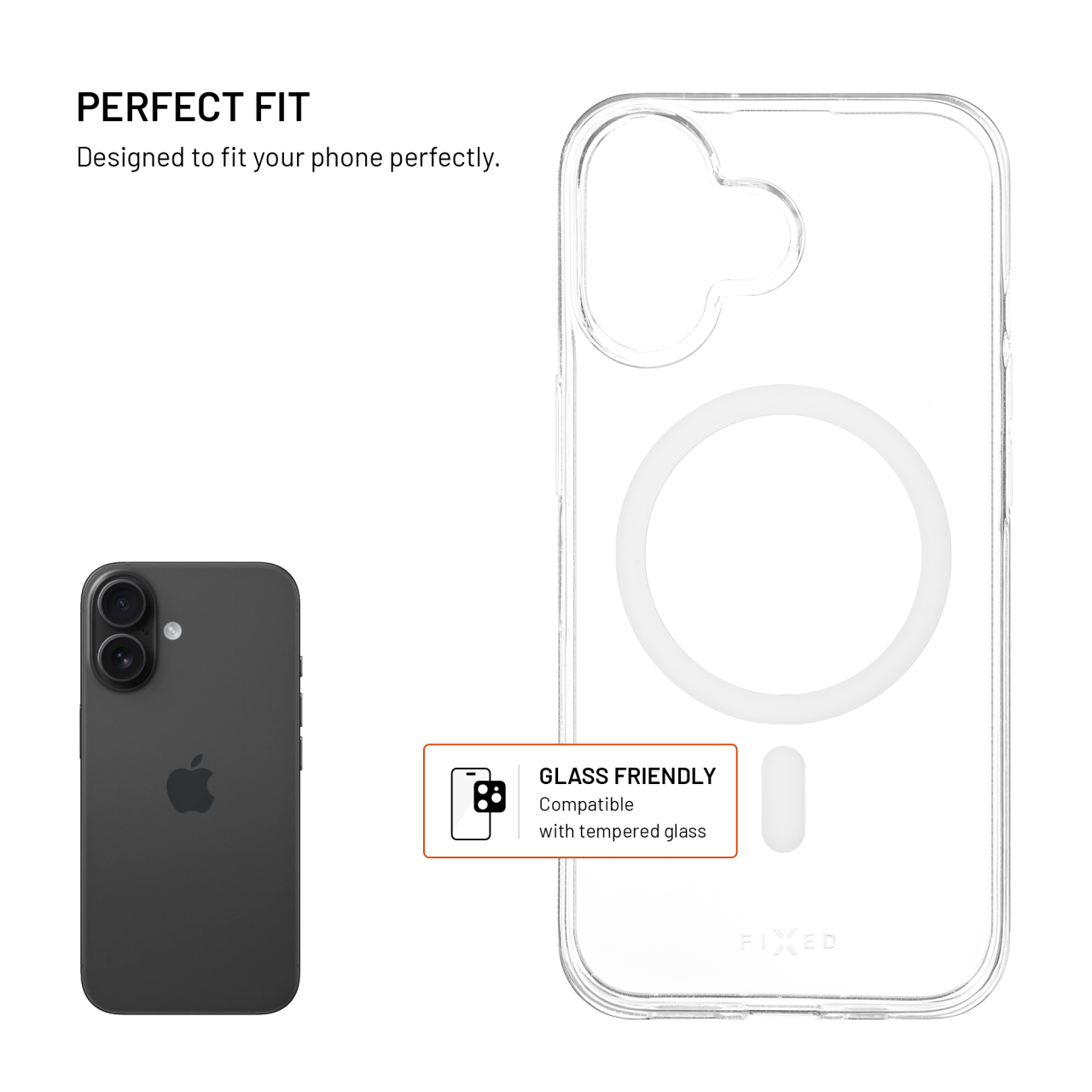 Průhledný silikonový kryt na mobil Apple iPhone 16 - Fixed MagStory AntiUV, MagSafe