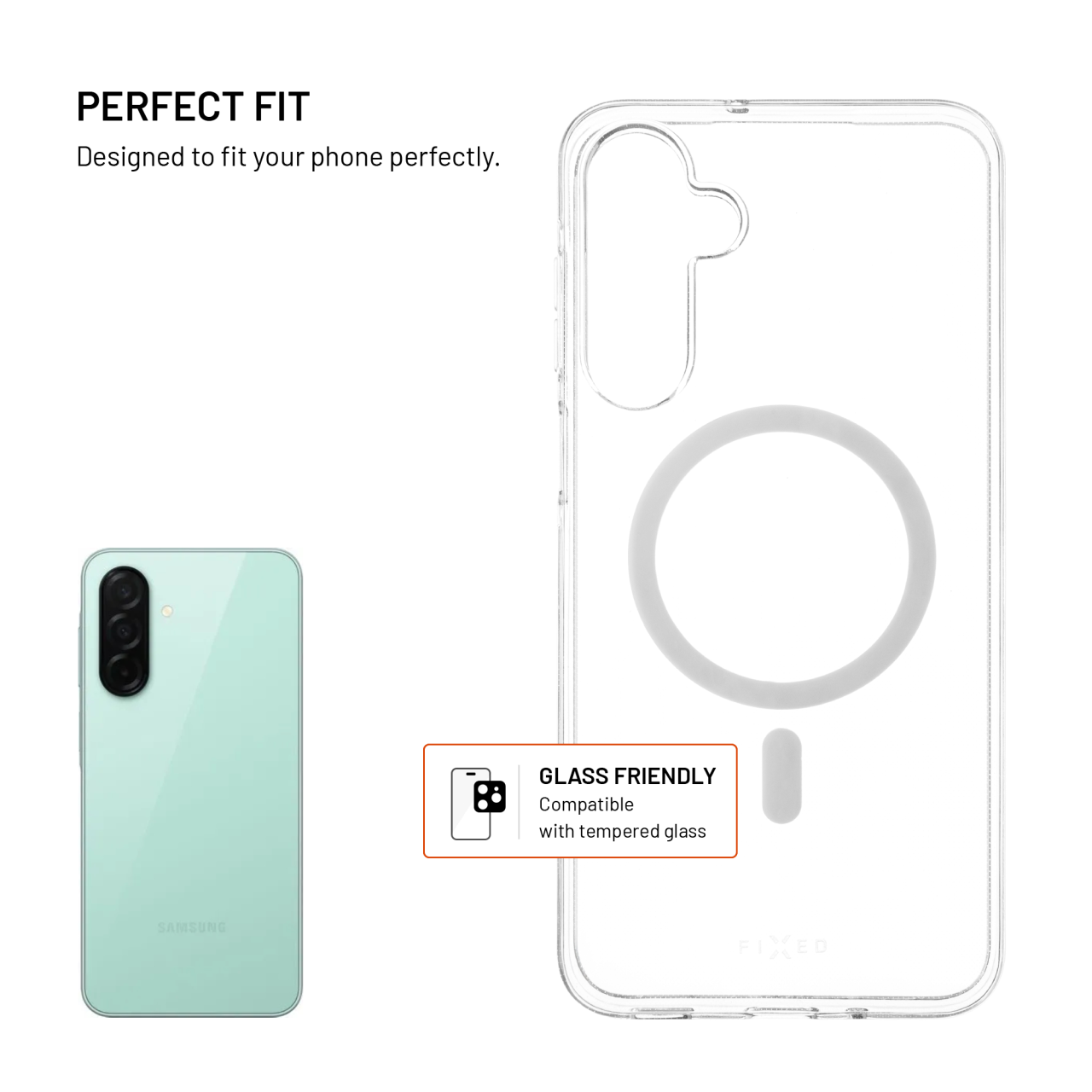 Průhledný silikonový kryt na mobil Samsung Galaxy A16 - Fixed MagStory AntiUV, MagSafe