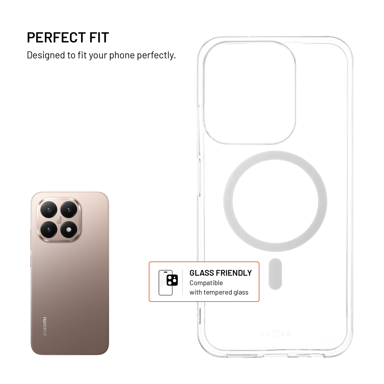 Průhledný silikonový kryt na mobil Xiaomi Redmi 15C - Fixed MagStory AntiUV, MagSafe