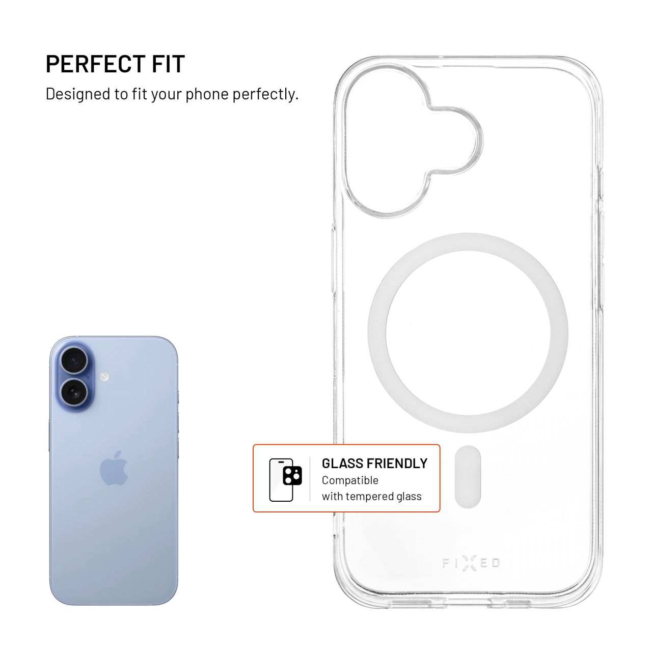 Průhledný silikonový kryt na mobil Apple iPhone 17 - Fixed MagStory AntiUV, MagSafe