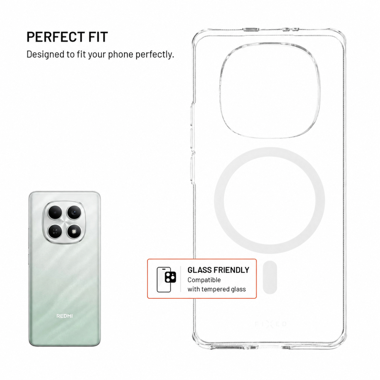 Průhledný silikonový kryt na mobil Xiaomi Redmi Note 15 4G - Fixed MagStory AntiUV, MagSafe