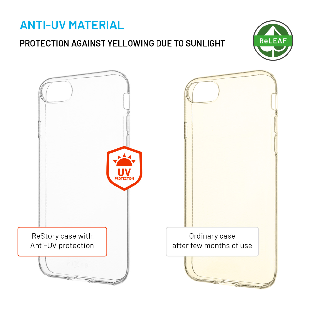 FIXED TPU gelový kryt ReStory AntiUV pro Apple iPhone 7/8/SE (2020/2022), čirý