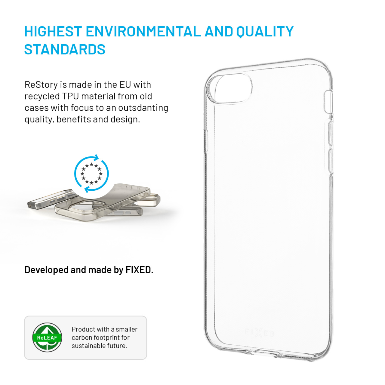 FIXED TPU gelový kryt ReStory AntiUV pro Apple iPhone 7/8/SE (2020/2022), čirý