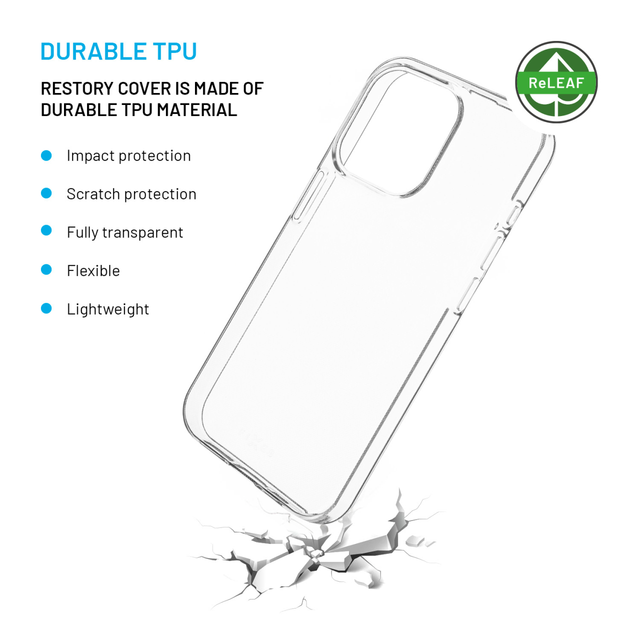 FIXED TPU gelový kryt ReStory AntiUV pro Apple iPhone 15 Pro, čirý