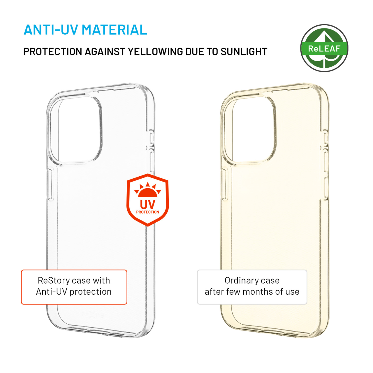 FIXED TPU gelový kryt ReStory AntiUV pro Apple iPhone 15 Pro, čirý