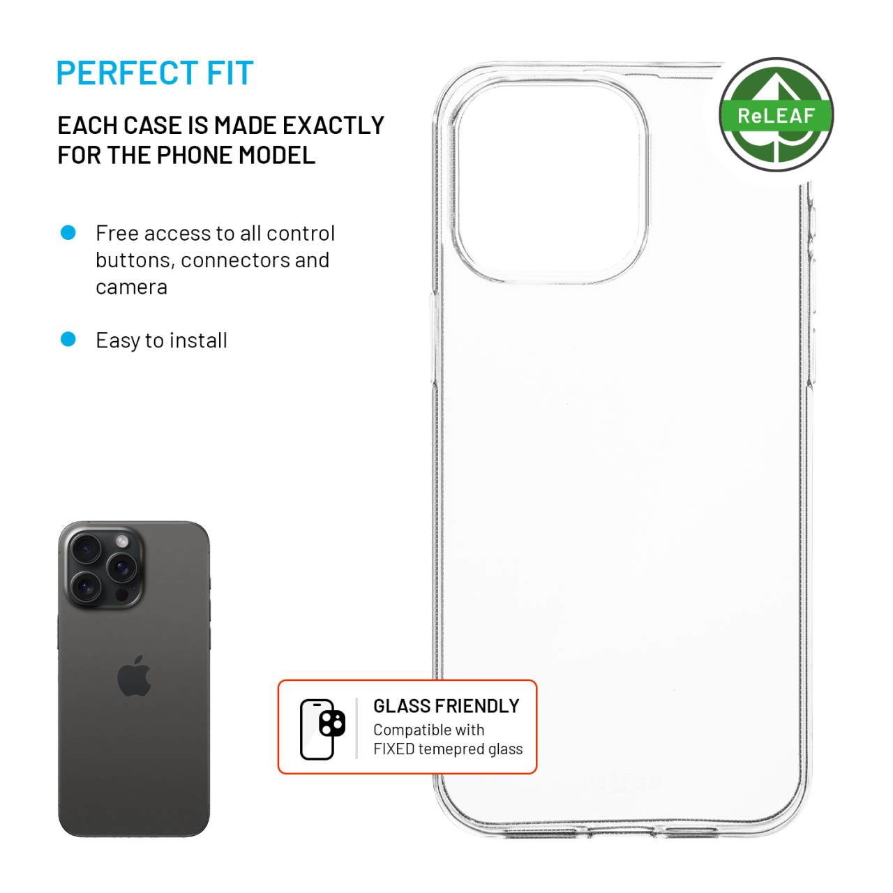 FIXED TPU gelový kryt ReStory AntiUV pro Apple iPhone 15 Pro Max, čirý