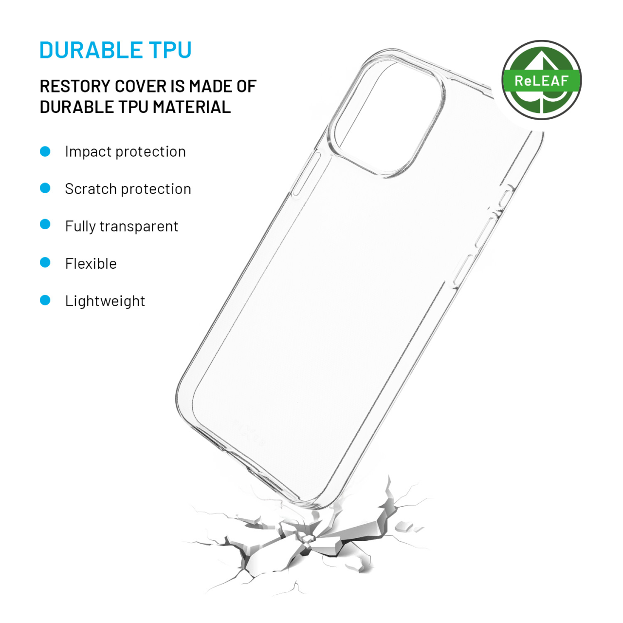 FIXED TPU gelový kryt ReStory AntiUV pro Apple iPhone 15 Pro Max, čirý