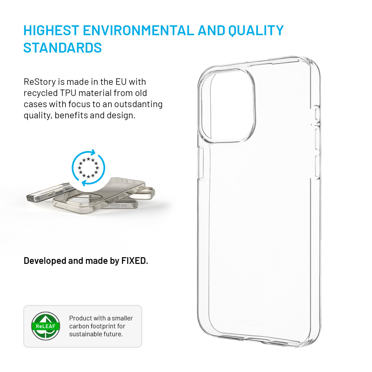 FIXED TPU gelový kryt ReStory AntiUV pro Apple iPhone 15 Pro Max, čirý