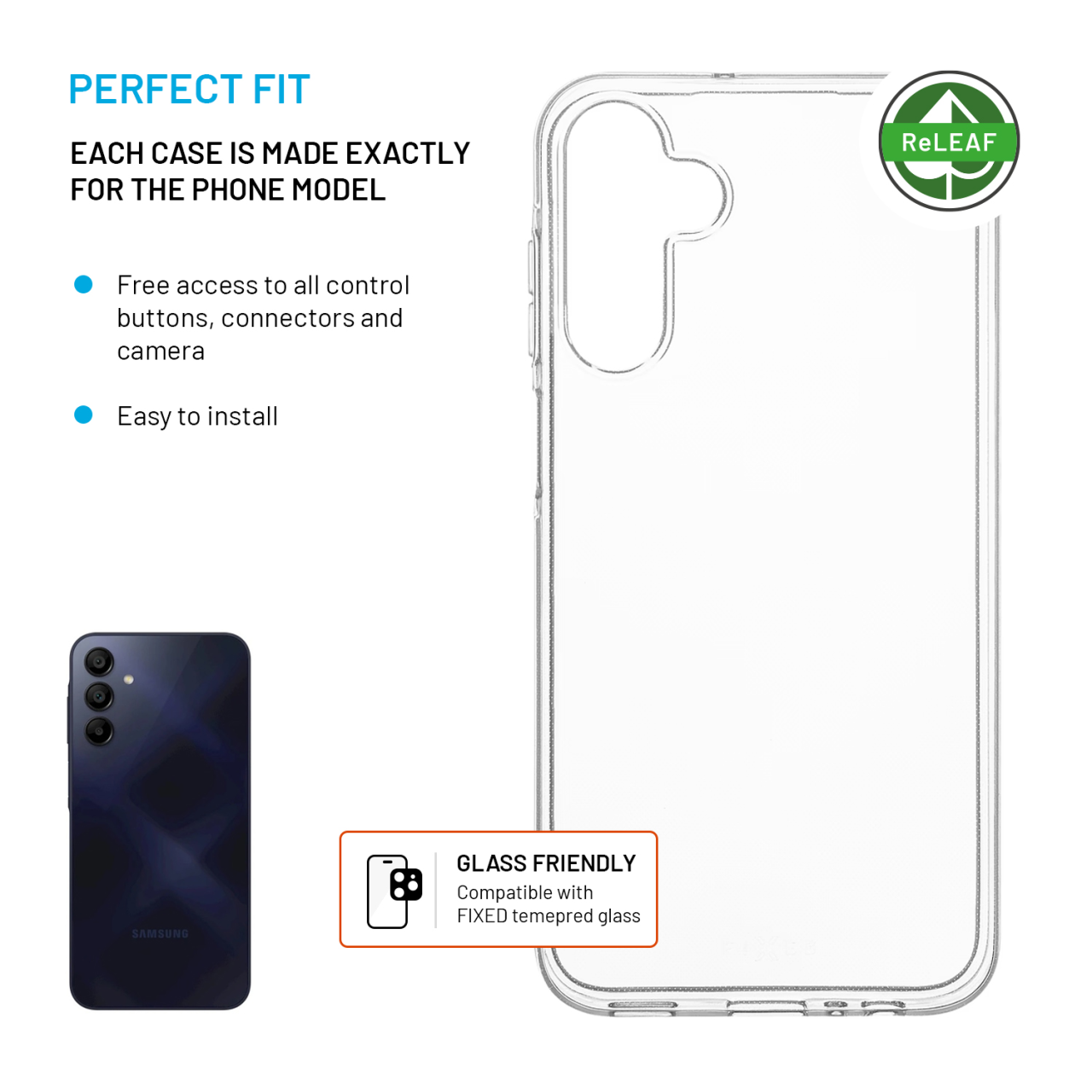 FIXED TPU gelový kryt ReStory AntiUV pro Samsung Galaxy A15/A15 5G, čirý