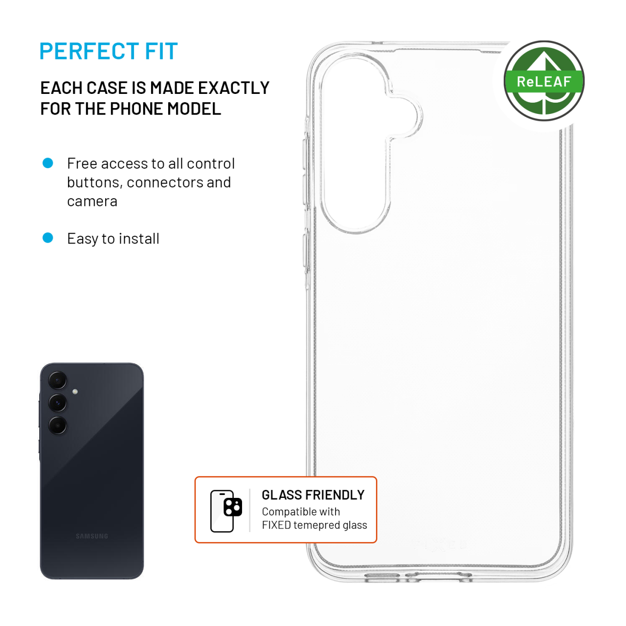 FIXED TPU gelový kryt ReStory AntiUV pro Samsung Galaxy A55 5G, čirý