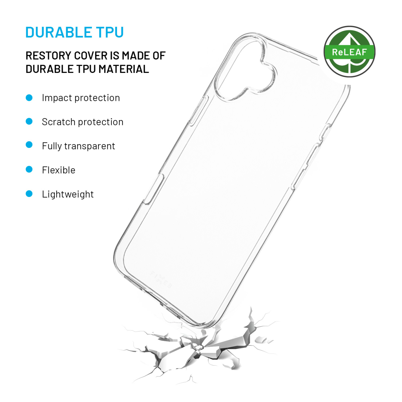 FIXED TPU gelový kryt ReStory AntiUV pro Apple iPhone 16 Plus, čirý