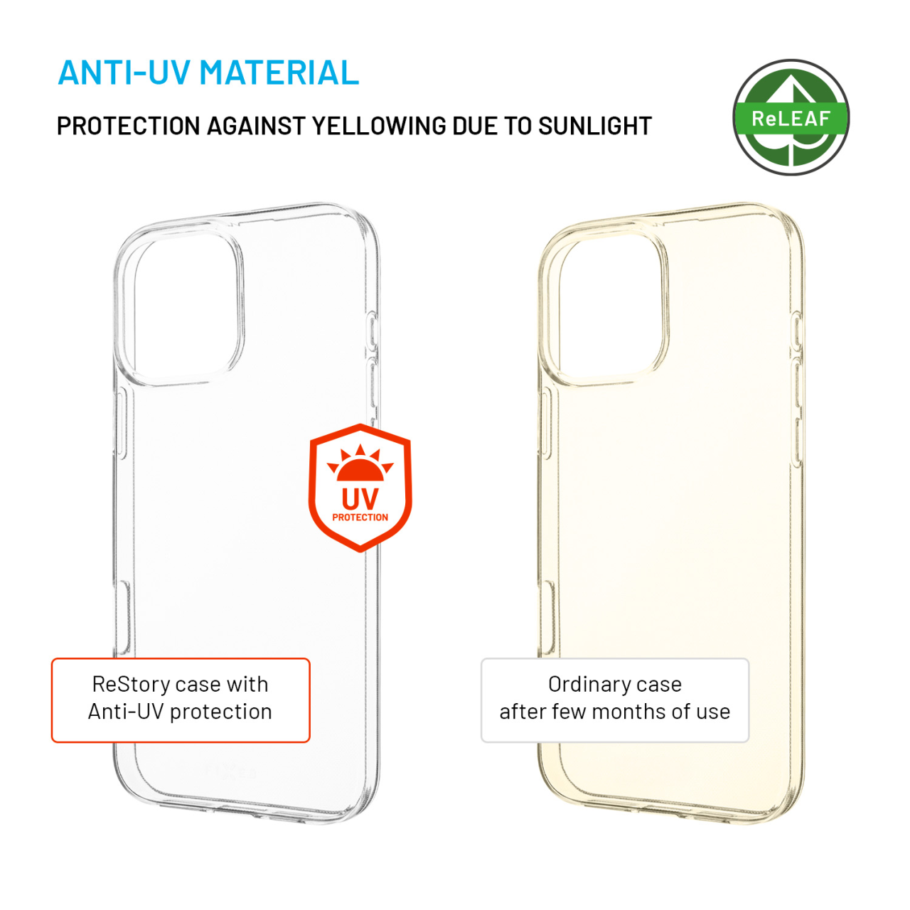 FIXED TPU gelový kryt ReStory AntiUV pro Apple iPhone 16 Pro Max, čirý