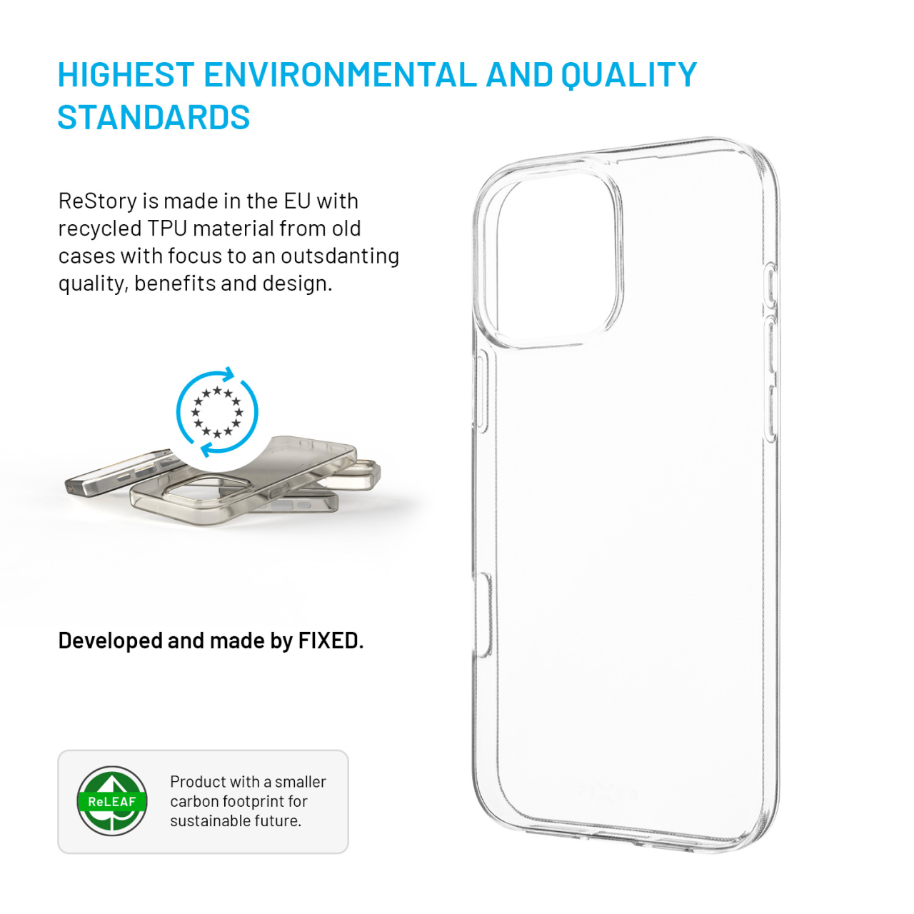 FIXED TPU gelový kryt ReStory AntiUV pro Apple iPhone 16 Pro Max, čirý