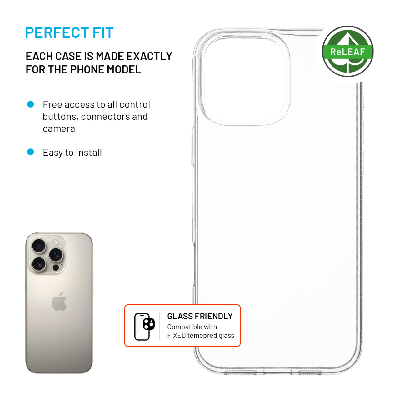 FIXED TPU gelový kryt ReStory AntiUV pro Apple iPhone 16 Pro Max, čirý