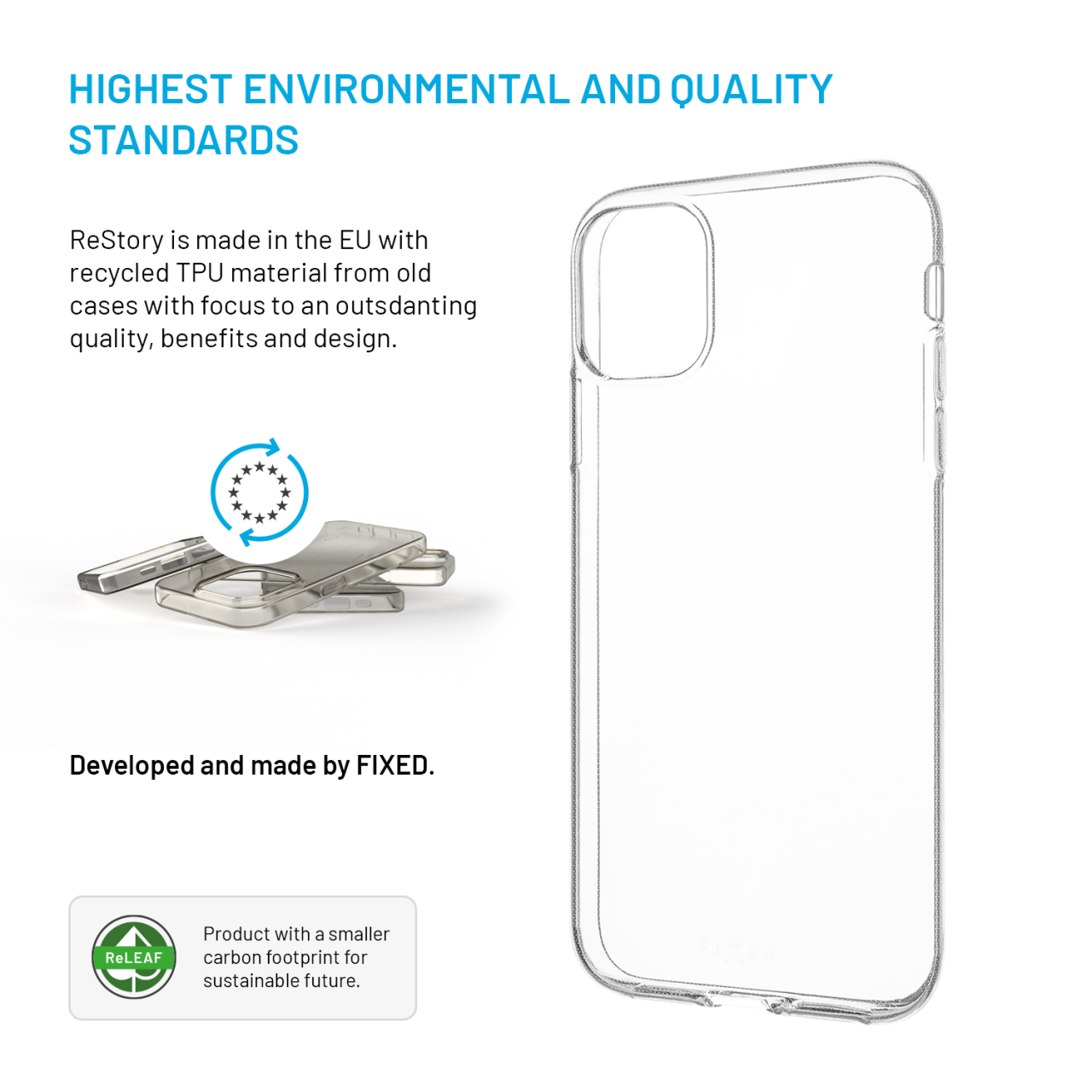 FIXED TPU gelový kryt ReStory AntiUV pro Apple iPhone 11, čirý