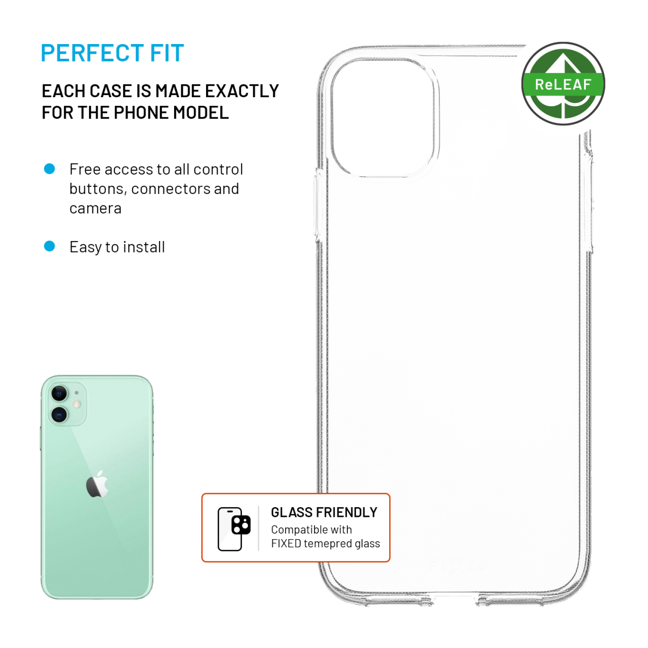 FIXED TPU gelový kryt ReStory AntiUV pro Apple iPhone 11, čirý