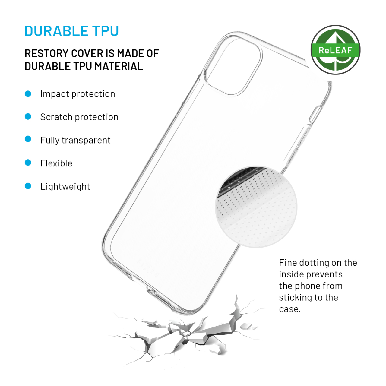FIXED TPU gelový kryt ReStory AntiUV pro Apple iPhone 11, čirý