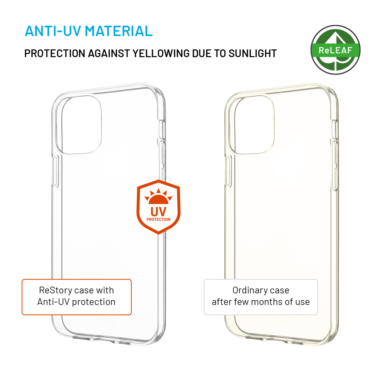FIXED TPU gelový kryt ReStory AntiUV pro Apple iPhone 12/12 Pro, čirý