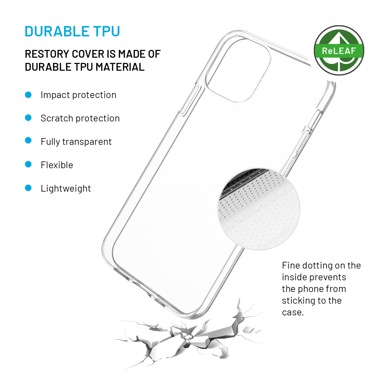 FIXED TPU gelový kryt ReStory AntiUV pro Apple iPhone 12/12 Pro, čirý