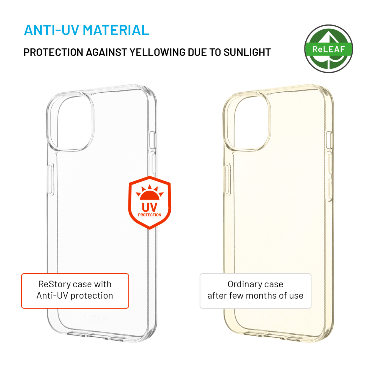 FIXED TPU gelový kryt ReStory AntiUV pro Apple iPhone 14, čirý