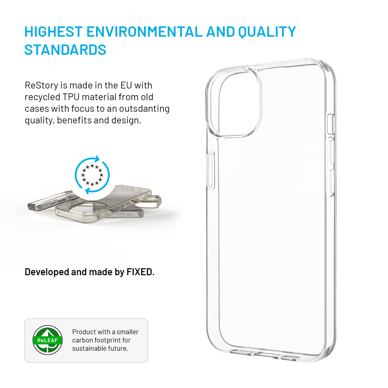 FIXED TPU gelový kryt ReStory AntiUV pro Apple iPhone 14, čirý