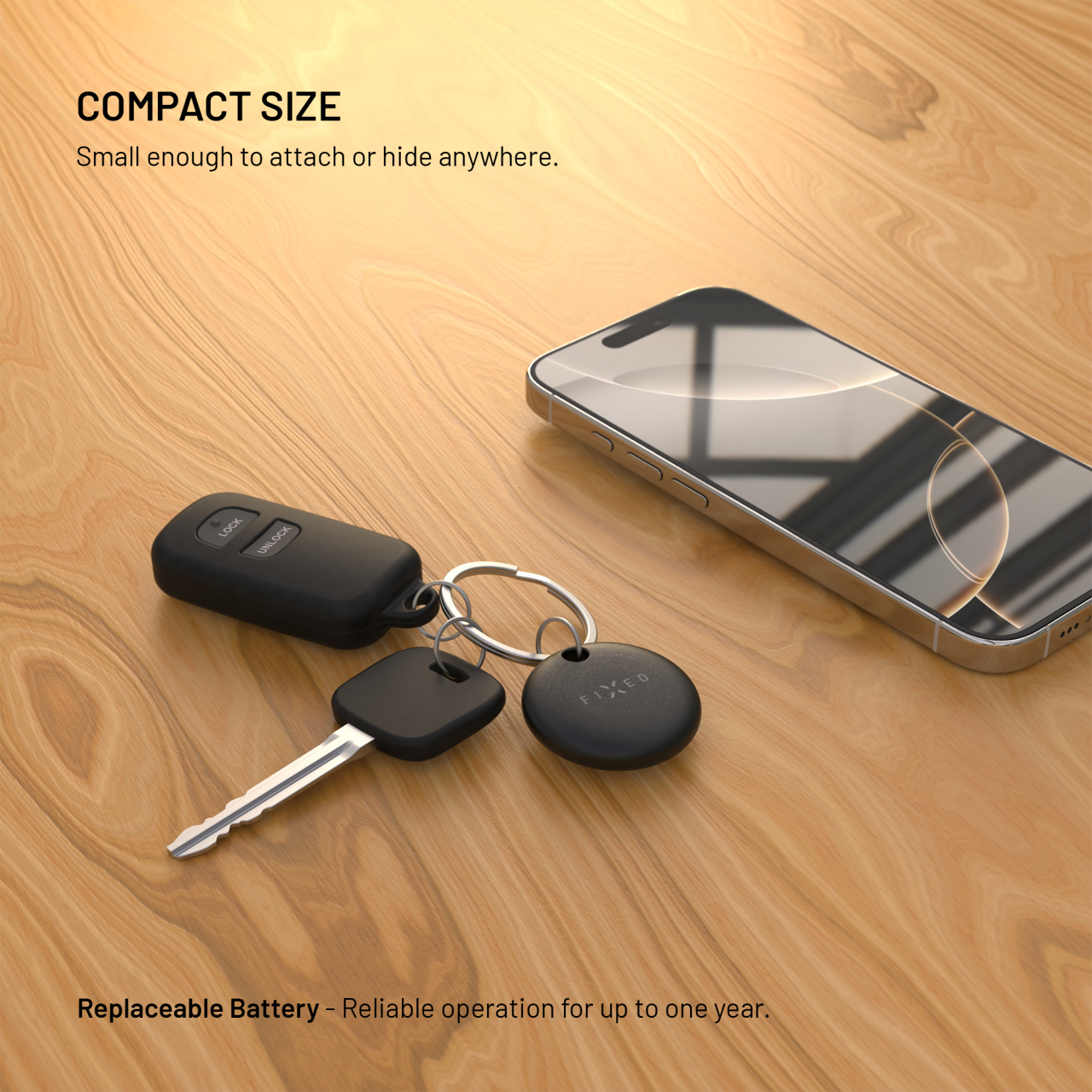 Smart tracker FIXED tag dual s podporou find my a find hub, černý