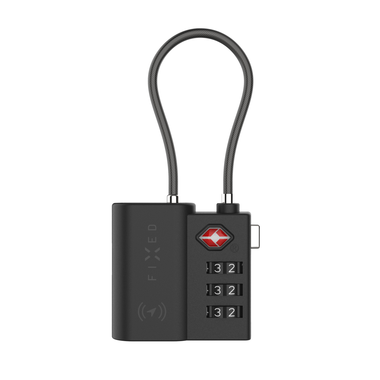 Smart tracker FIXED Tag Lock s podporou Find My a TSA, černý