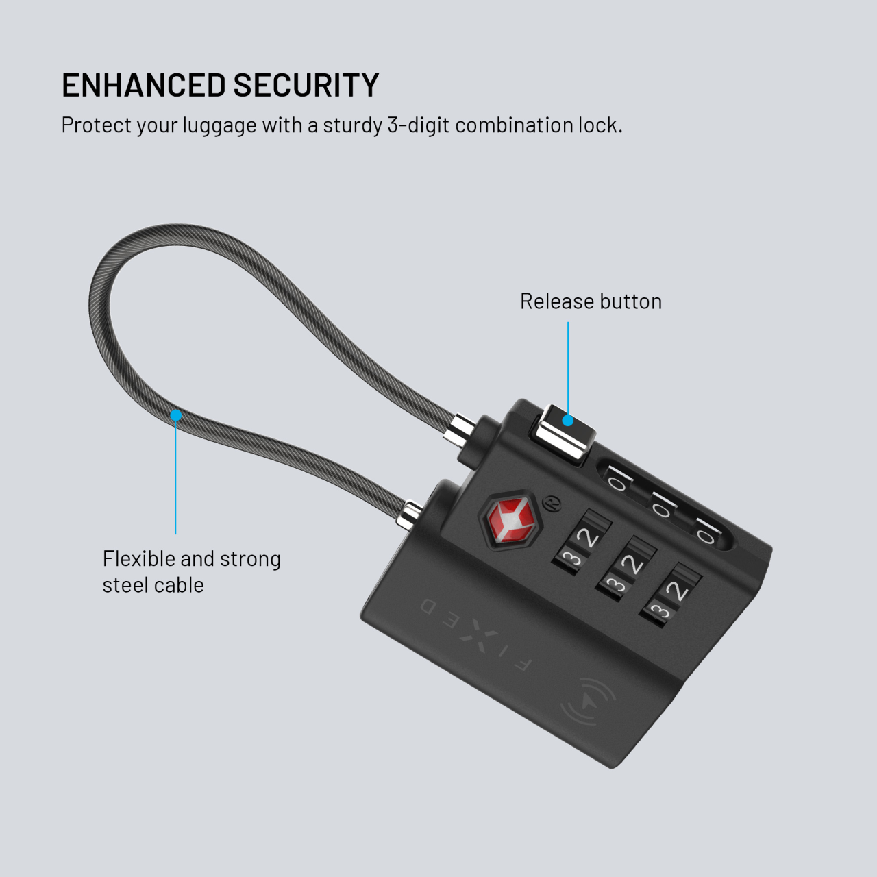 Smart tracker FIXED Tag Lock s podporou Find My a TSA, černý