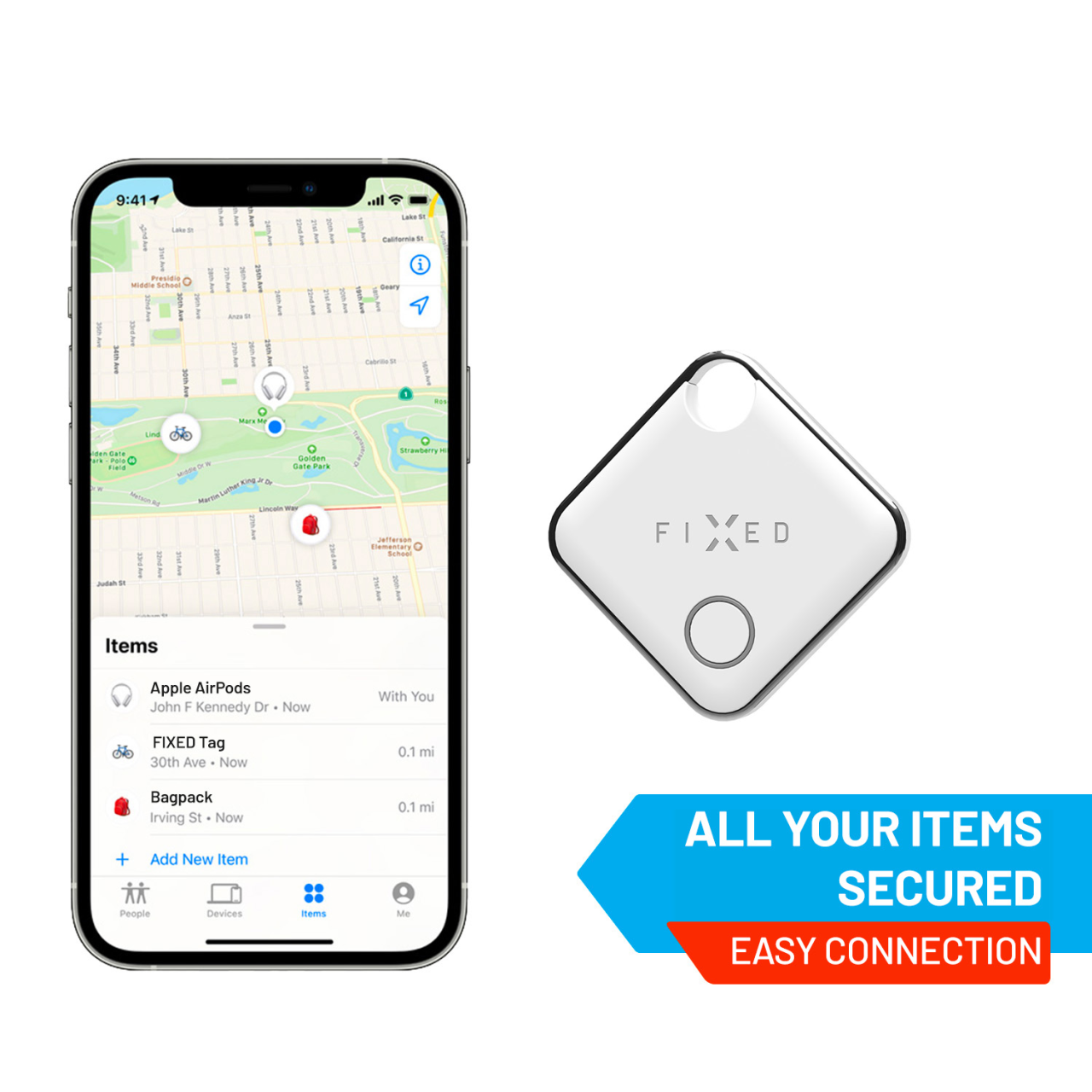 FIXED Smart tracker Tag s podporou Find My, bílý