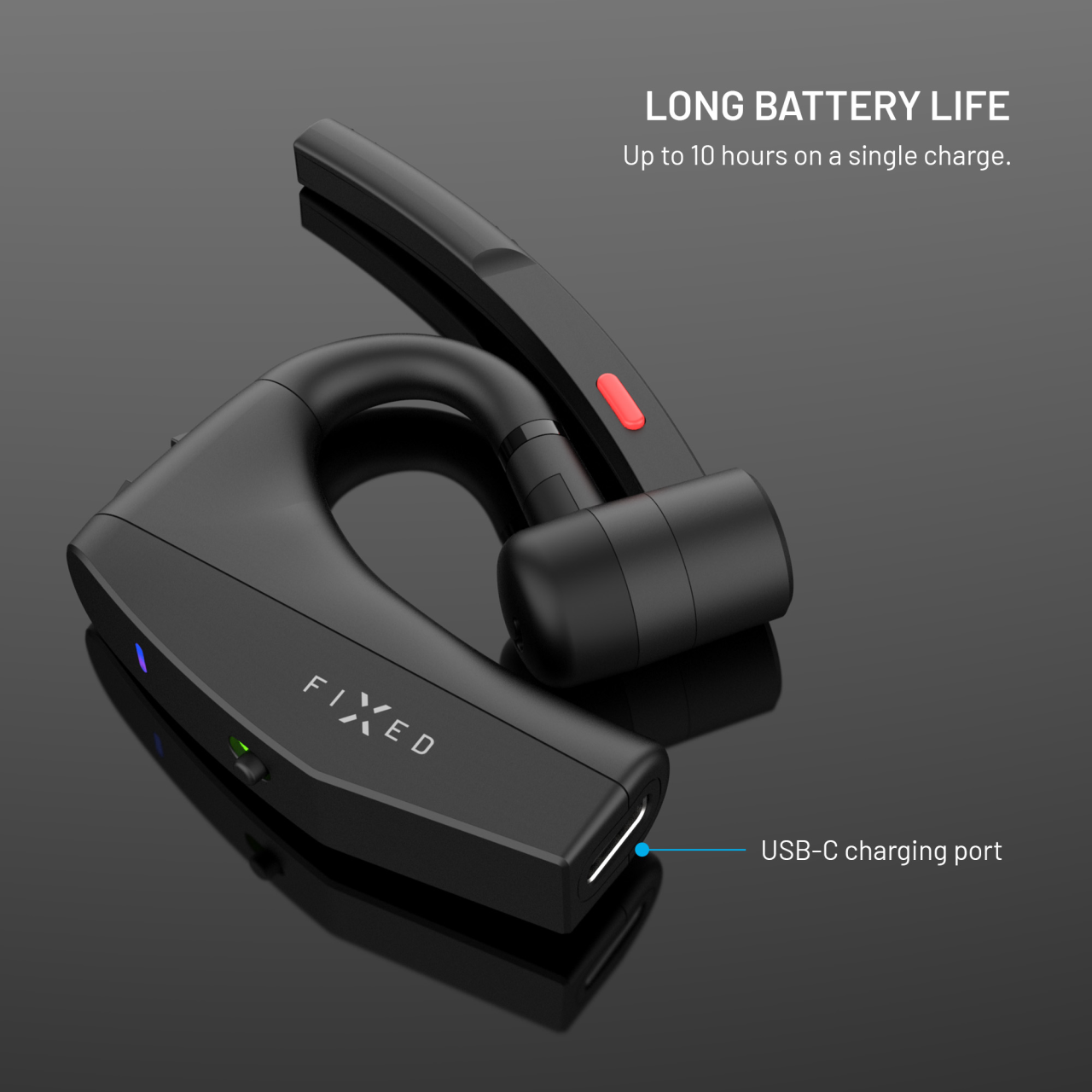 Bluetooth headset FIXED Talk Pro s ENC a otevřenou konstrukcí, černý