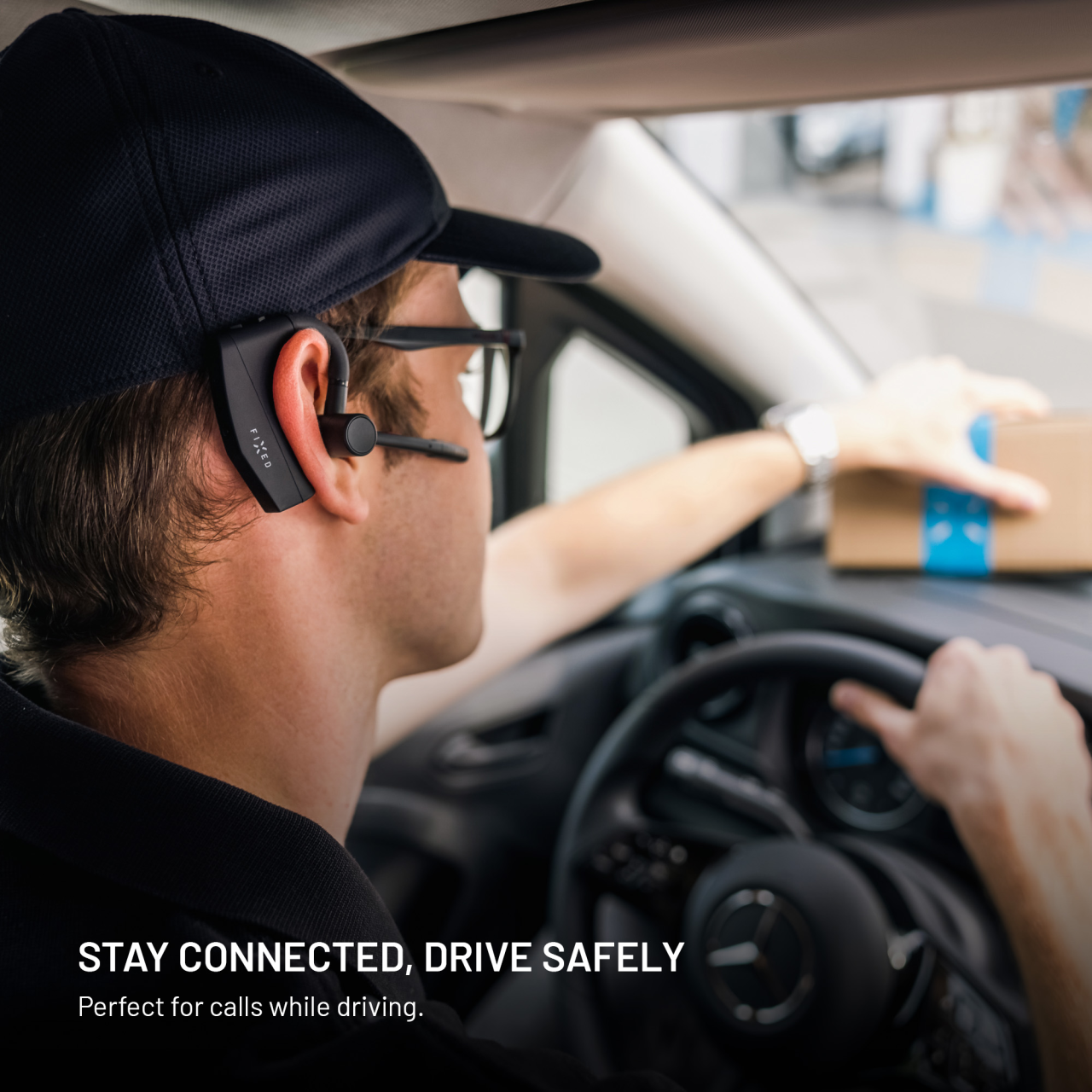 Bluetooth headset FIXED Talk Pro s ENC a otevřenou konstrukcí, černý