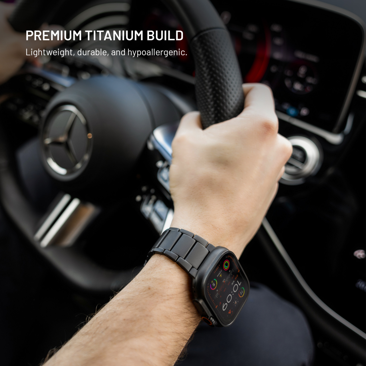 Titanový řemínek FIXED Titanium Strap pro Apple Watch 44/45/46/49mm, černý