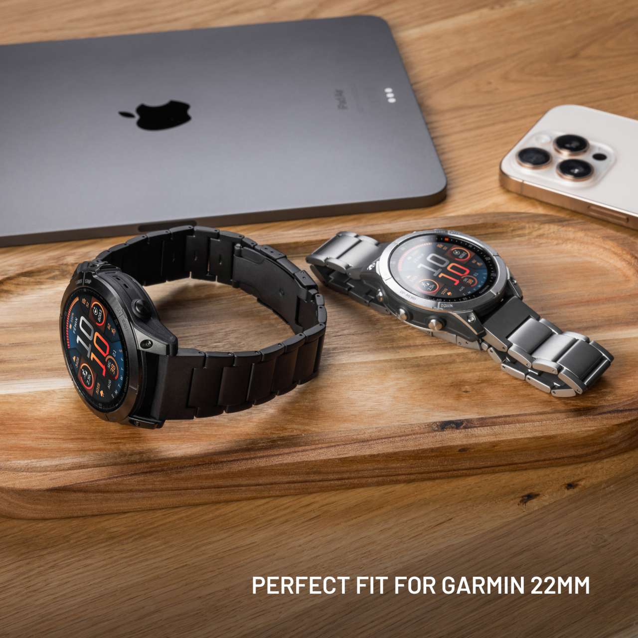 Titanový řemínek FIXED Titanium Strap pro Garmin QuickFit 22mm, přírodní titan