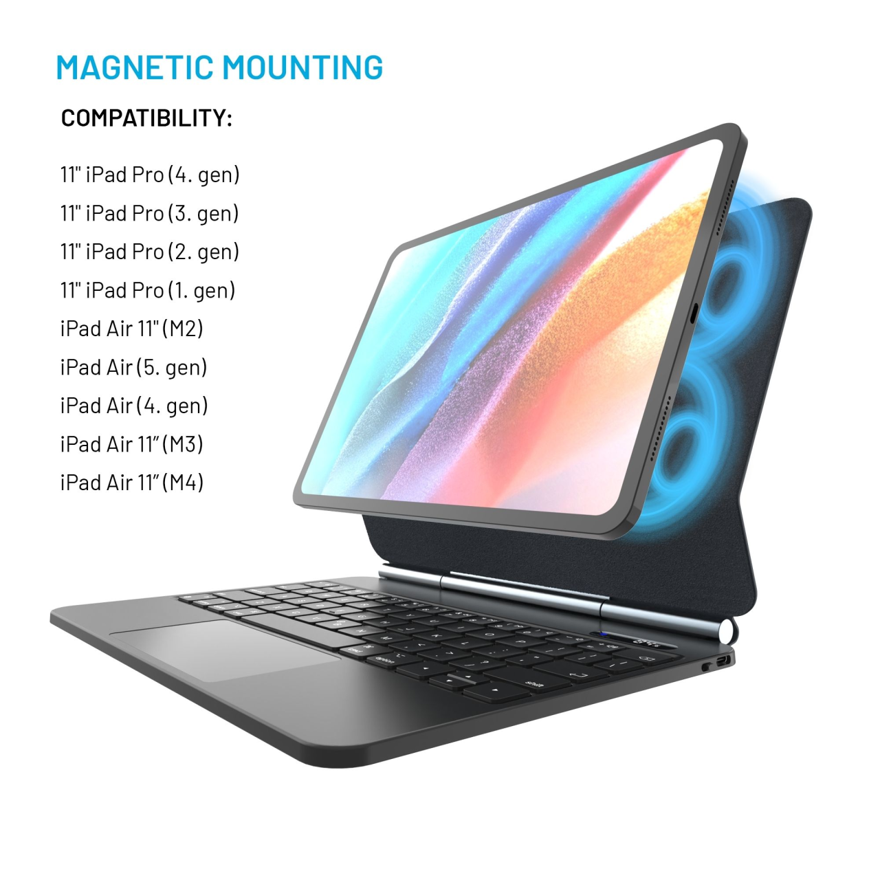 FIXED Pouzdro s bezdrátovou klávesnicí Typee pro Apple iPad Pro 11" (2018-2022)/iPad Air (2020-2025), EN, černé