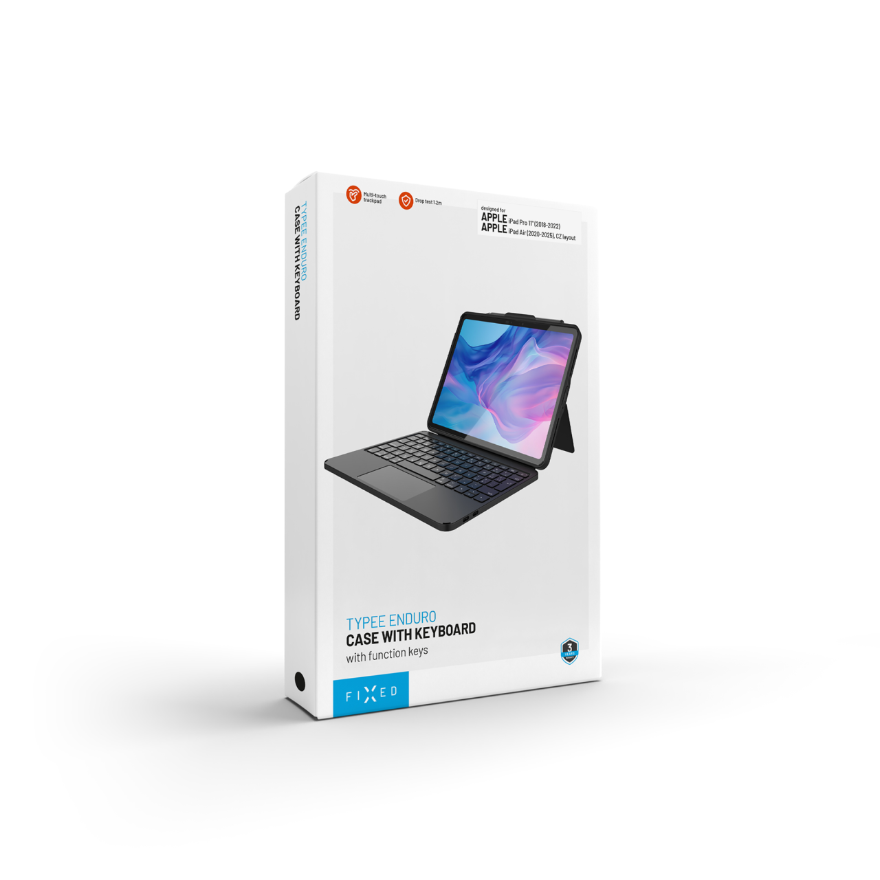 Pouzdro s USB-C klávesnicí pro Apple iPad Pro 11" (2018-2022)/iPad Air (2020-2026), CZ - Fixed Typee Enduro, černé