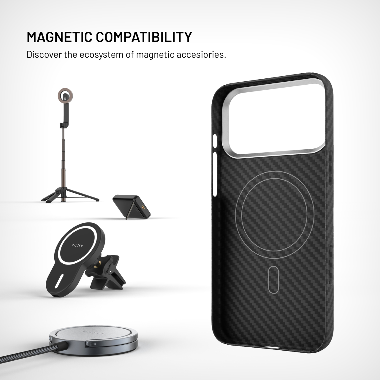 FIXED MagVelar iPhone 17 Pro Max – černý aramidový kryt
