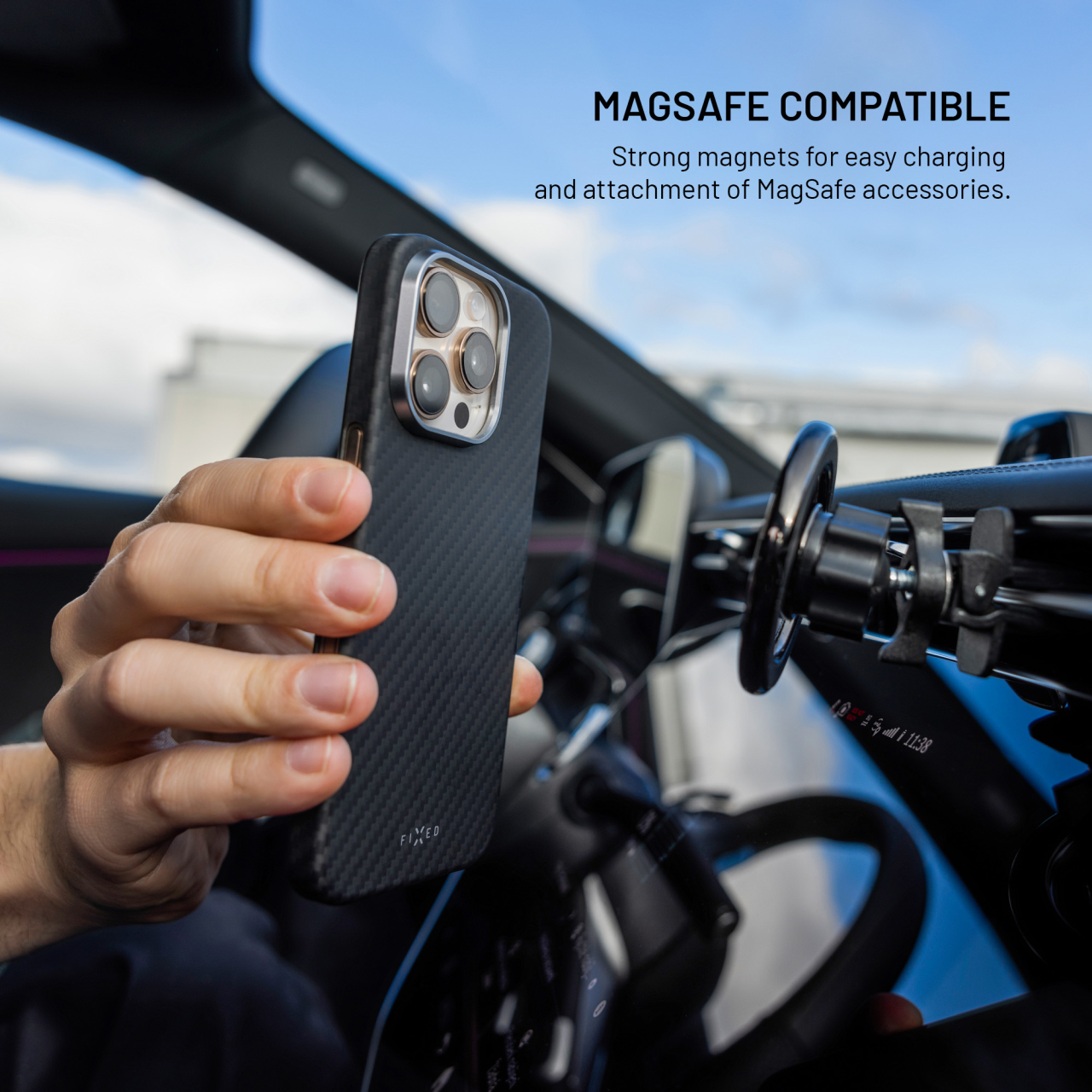 Aramidový zadní kryt FIXED MagVelar s podporou MagSafe pro Samsung Galaxy S26 FE, černý