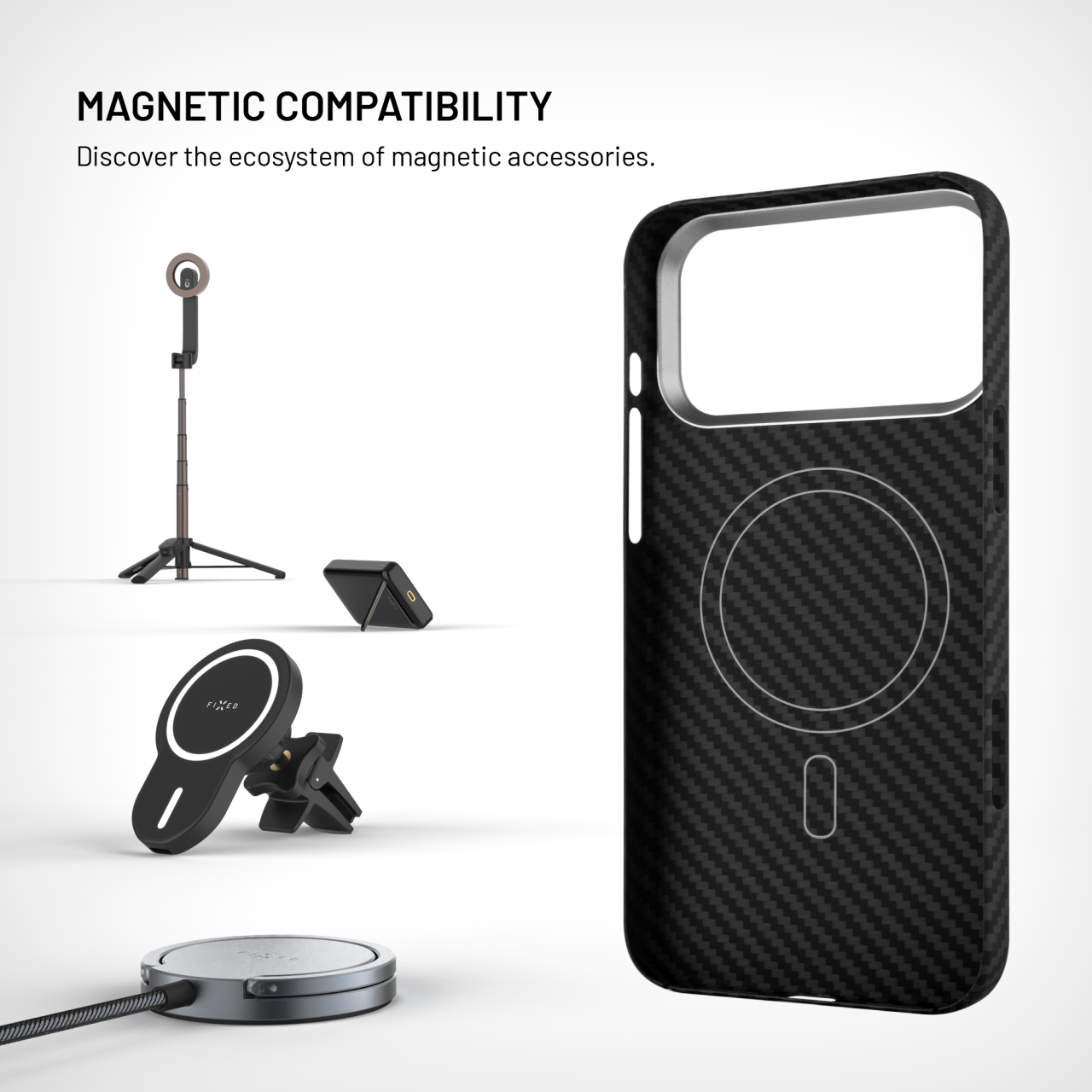 Aramidový kryt na mobil Apple iPhone 18 Pro Max/17 Pro Max - Fixed MagVelar, MagSafe, černý