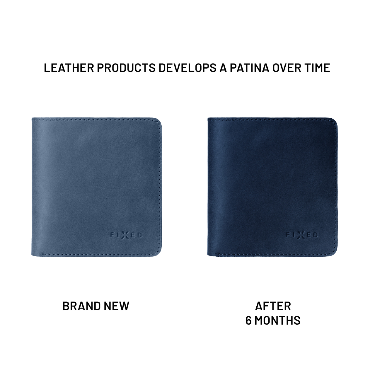 FIXED Kožená peněženka Classic Wallet z pravé hovězí kůže, modrá