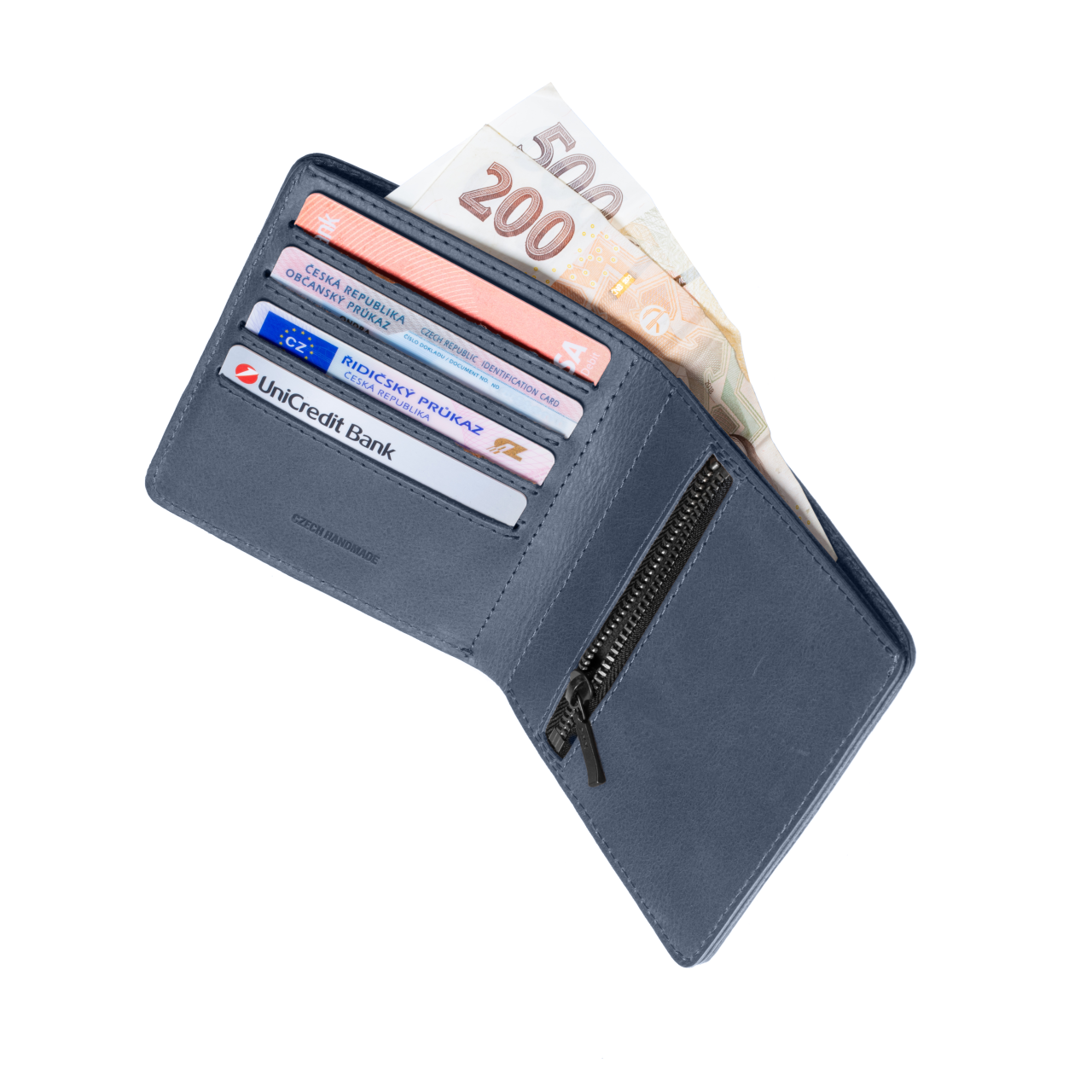 FIXED Kožená peněženka Classic Wallet z pravé hovězí kůže, modrá