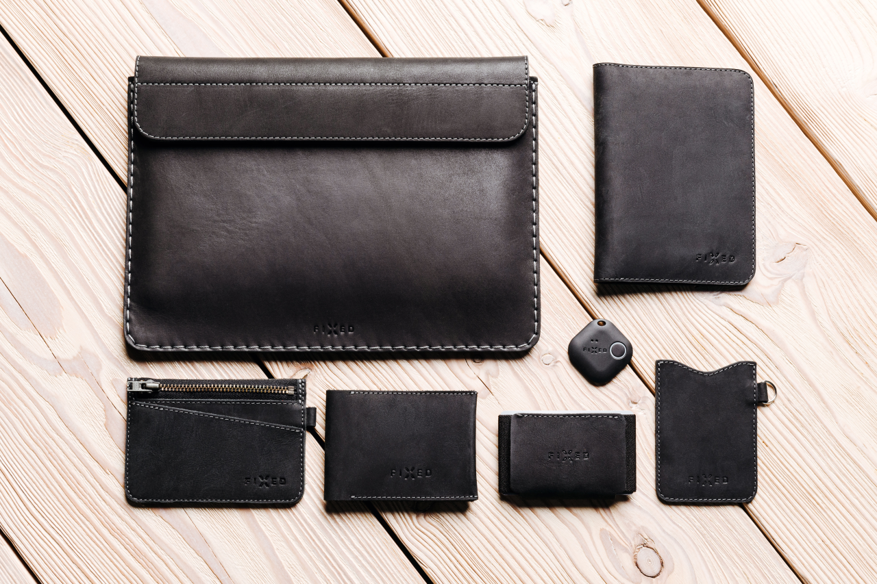 FIXED Kožená peněženka Wallet z pravé hovězí kůže, černá