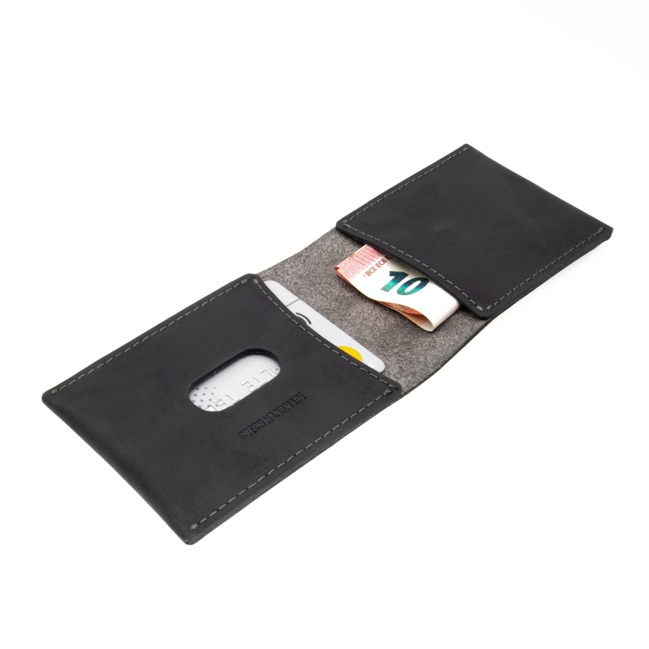 FIXED Kožená peněženka Wallet z pravé hovězí kůže, černá