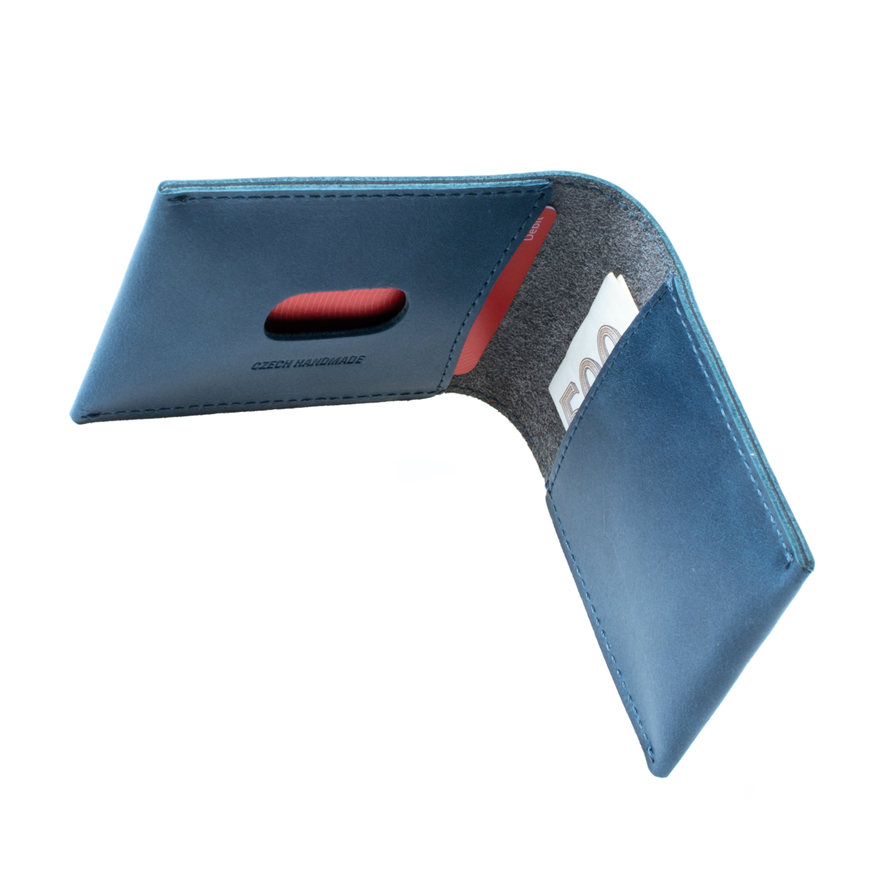 FIXED Kožená peněženka Wallet z pravé hovězí kůže, modrá