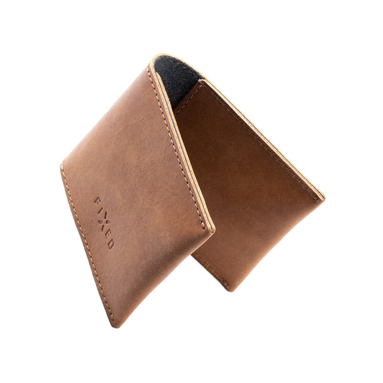 FIXED Kožená peněženka Wallet z pravé hovězí kůže, hnědá