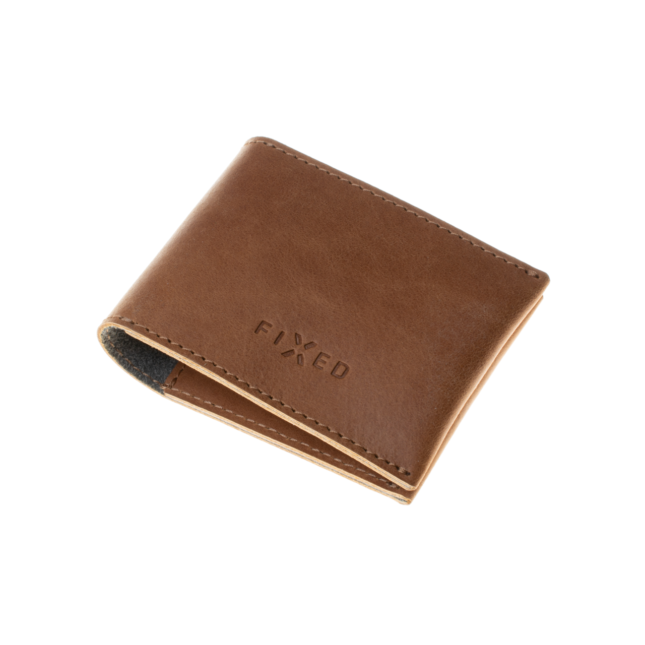 FIXED Kožená peněženka Wallet z pravé hovězí kůže, hnědá
