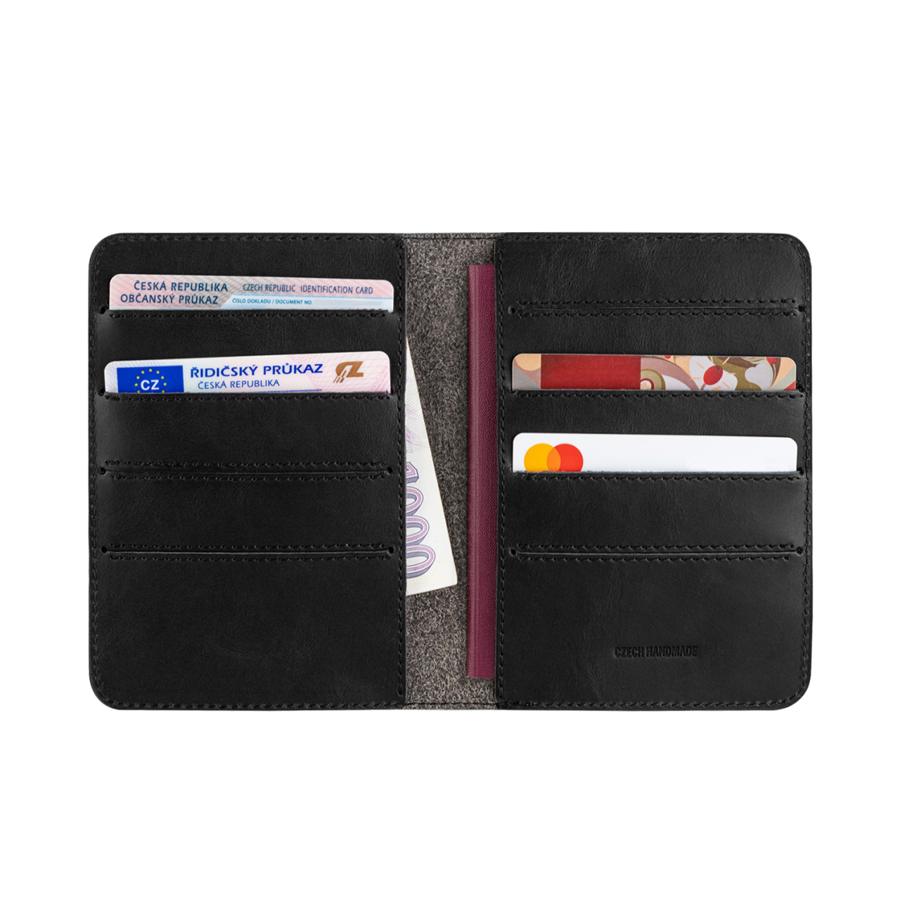 FIXED Kožená peněženka Passport, velikost cestovního pasu, černá