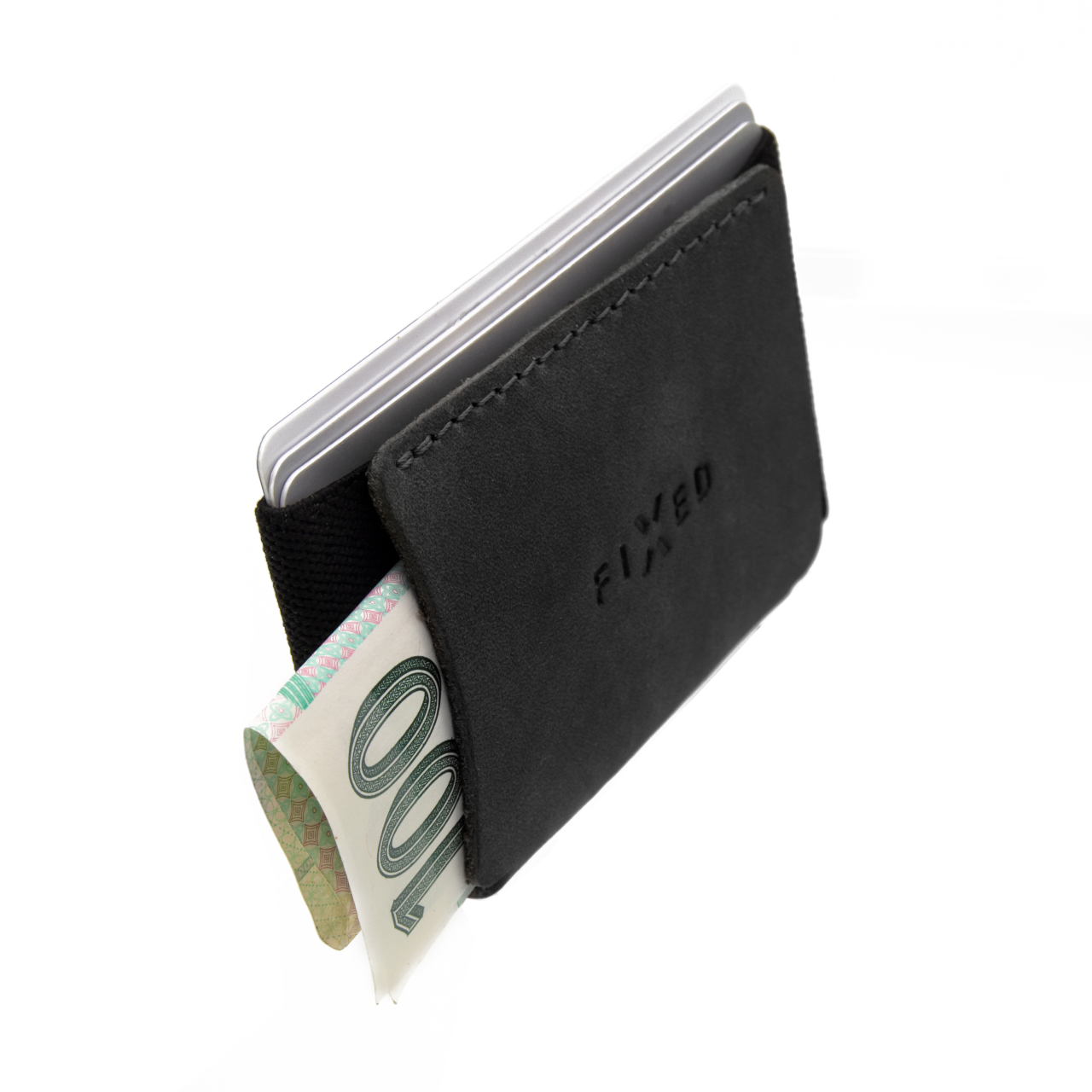 FIXED Kožená peněženka Tiny Wallet z pravé hovězí kůže, černá
