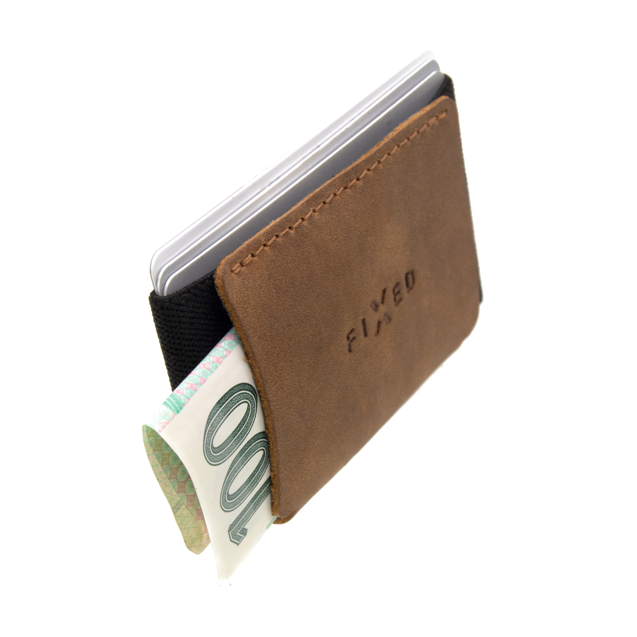 FIXED Kožená peněženka Tiny Wallet z pravé hovězí kůže, hnědá