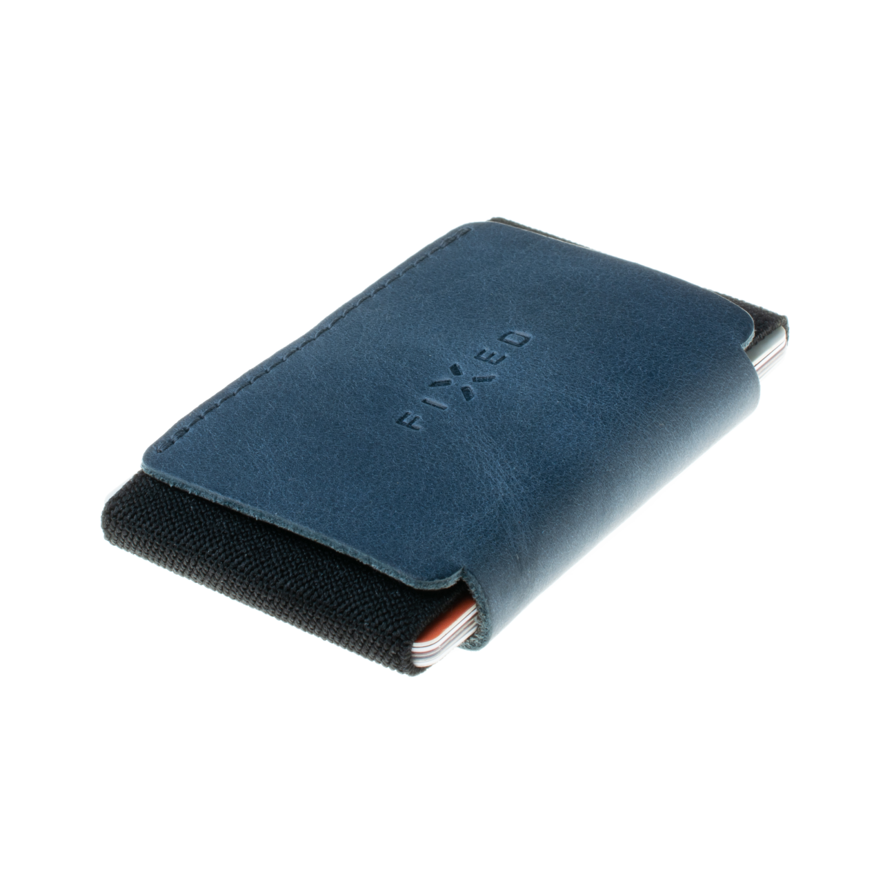 FIXED Kožená peněženka Tiny Wallet z pravé hovězí kůže, modrá