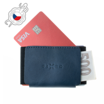 FIXED Kožená peněženka Tiny Wallet z pravé hovězí kůže, modrá